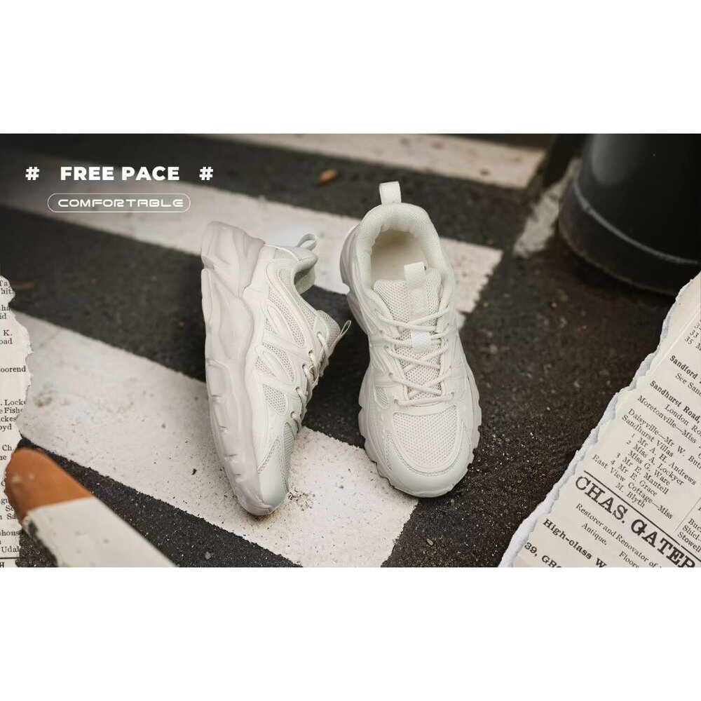Women's Beige Slip-On Running Shoes Lightweight Mesh Walking Sneakers for Gym - Picture 6 of 7